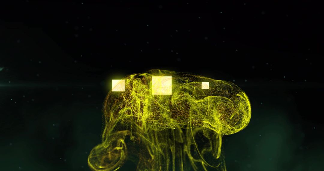 Abstract Luminous Particle Column with Glowing Squares