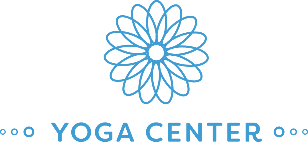 Blue Yoga Symbol and Center Text on Transparent Background