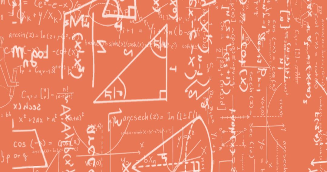 Complex Mathematical Formulas on Orange Background
