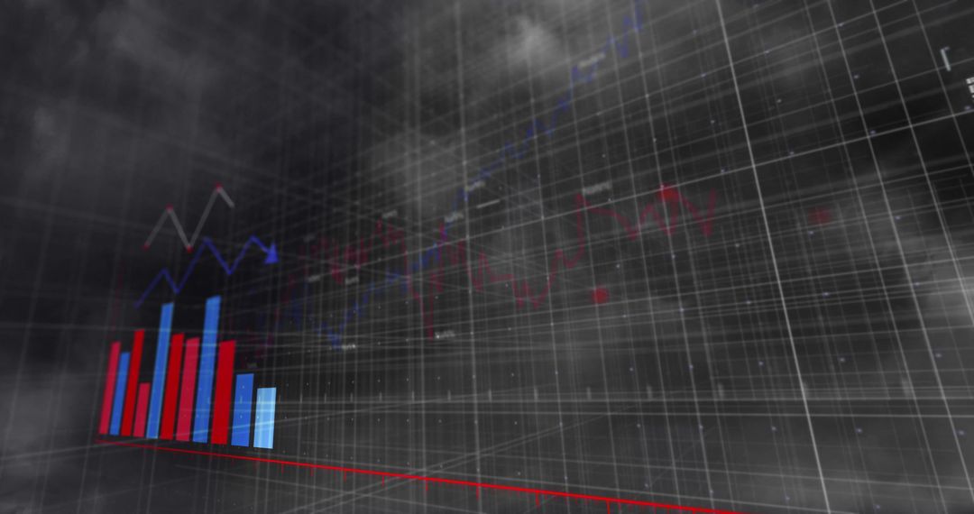 Futuristic Financial Data Visualization with Digital Grid Overlay