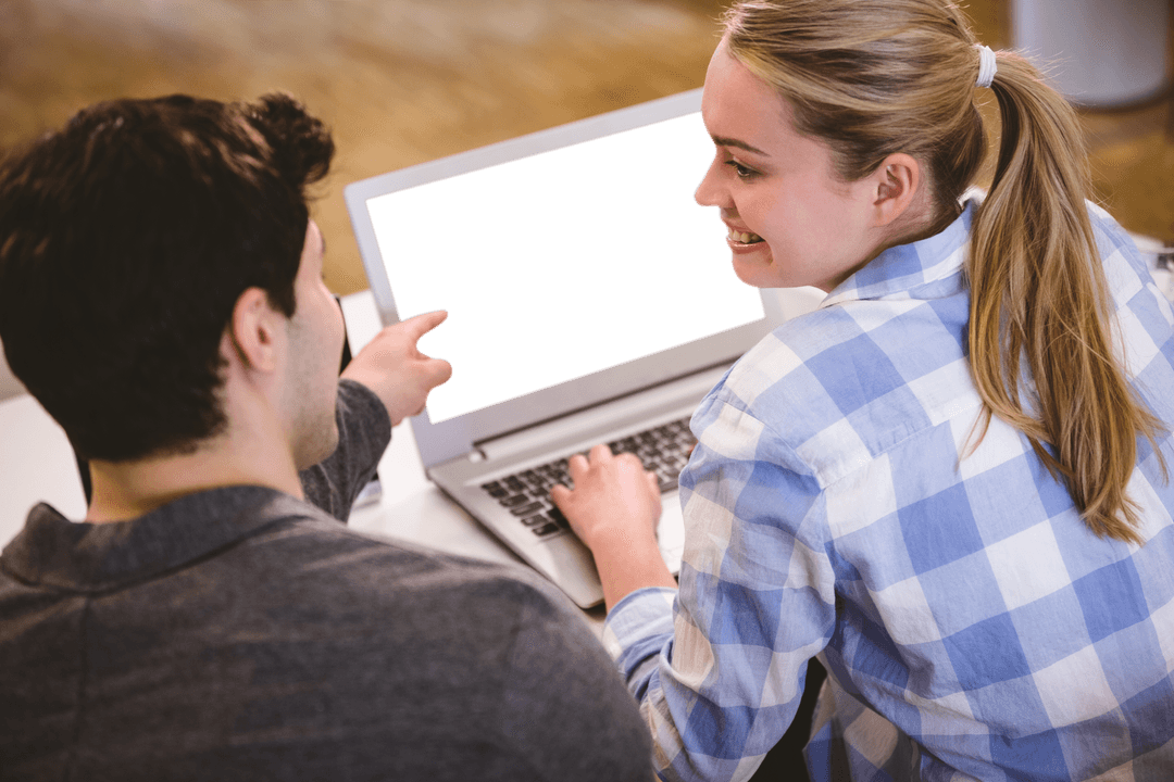 Transparent Screen on Laptop in Team Collaboration Office Setting
