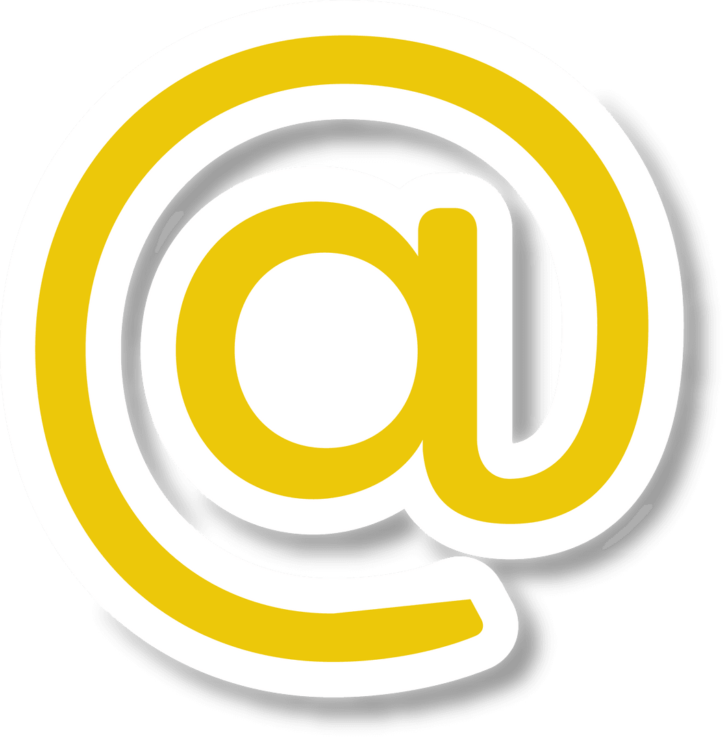 Yellow At Sign on Transparent Background for Digital Use