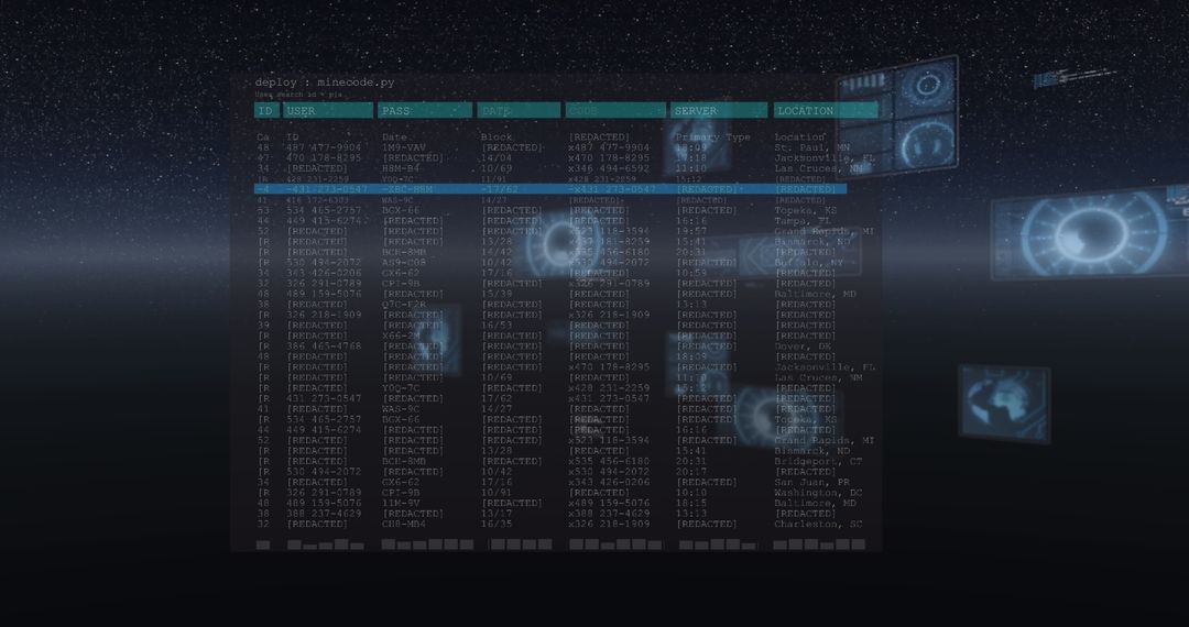 Futuristic Data Processing Interface in Space Environment
