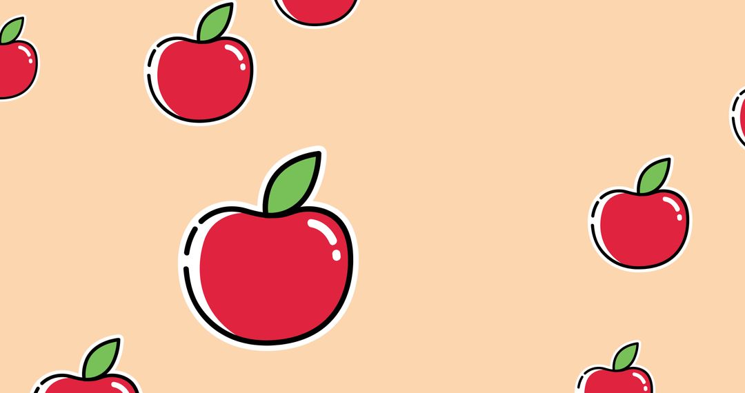 Whimsical Red Apples on Pastel Background Pattern