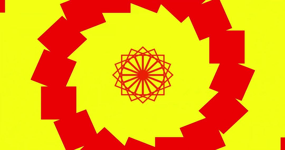 Abstract Red Geometric Pattern on Vibrant Yellow Background