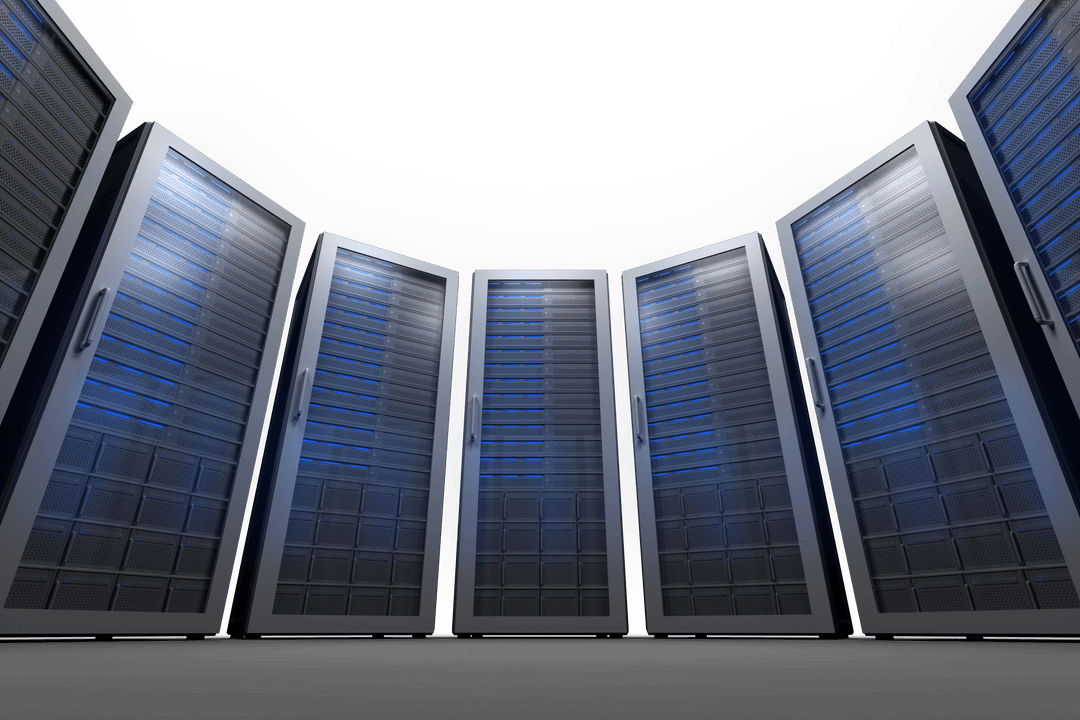 Futuristic Server Room Illustration on Transparent Background
