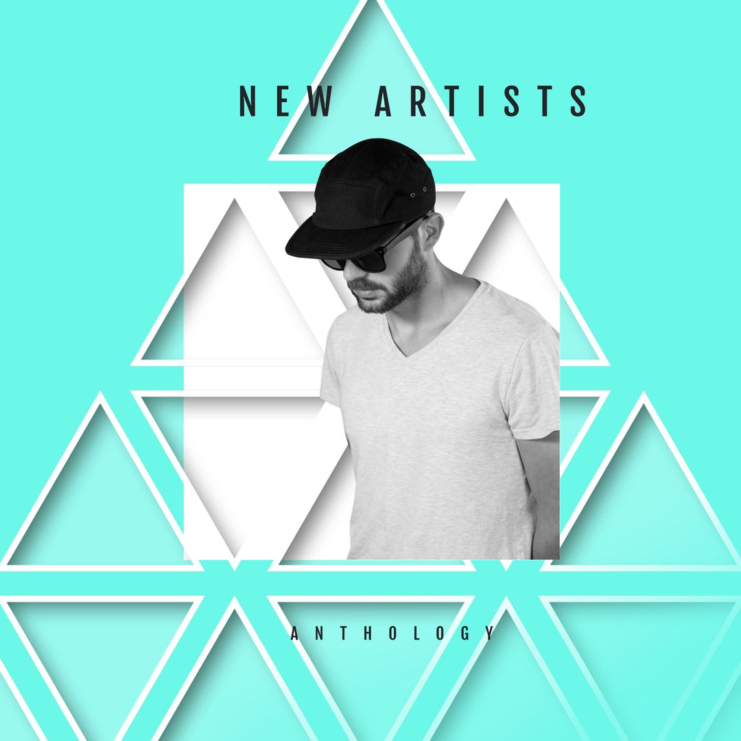Contemporary Album Art with Stylish Man and Geometric Design