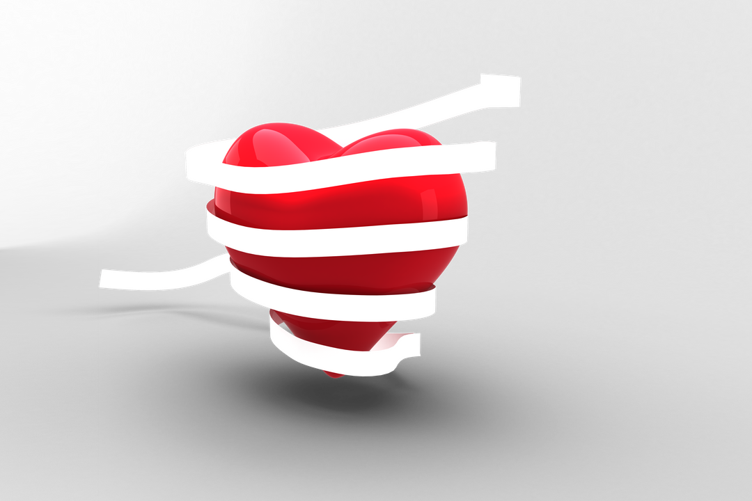 Red Heart Wrapped in White Ribbon Transparent Background - Download Free Stock Images Pikwizard.com