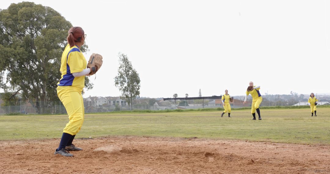 Female Softball Team Practicing at Suburban Park