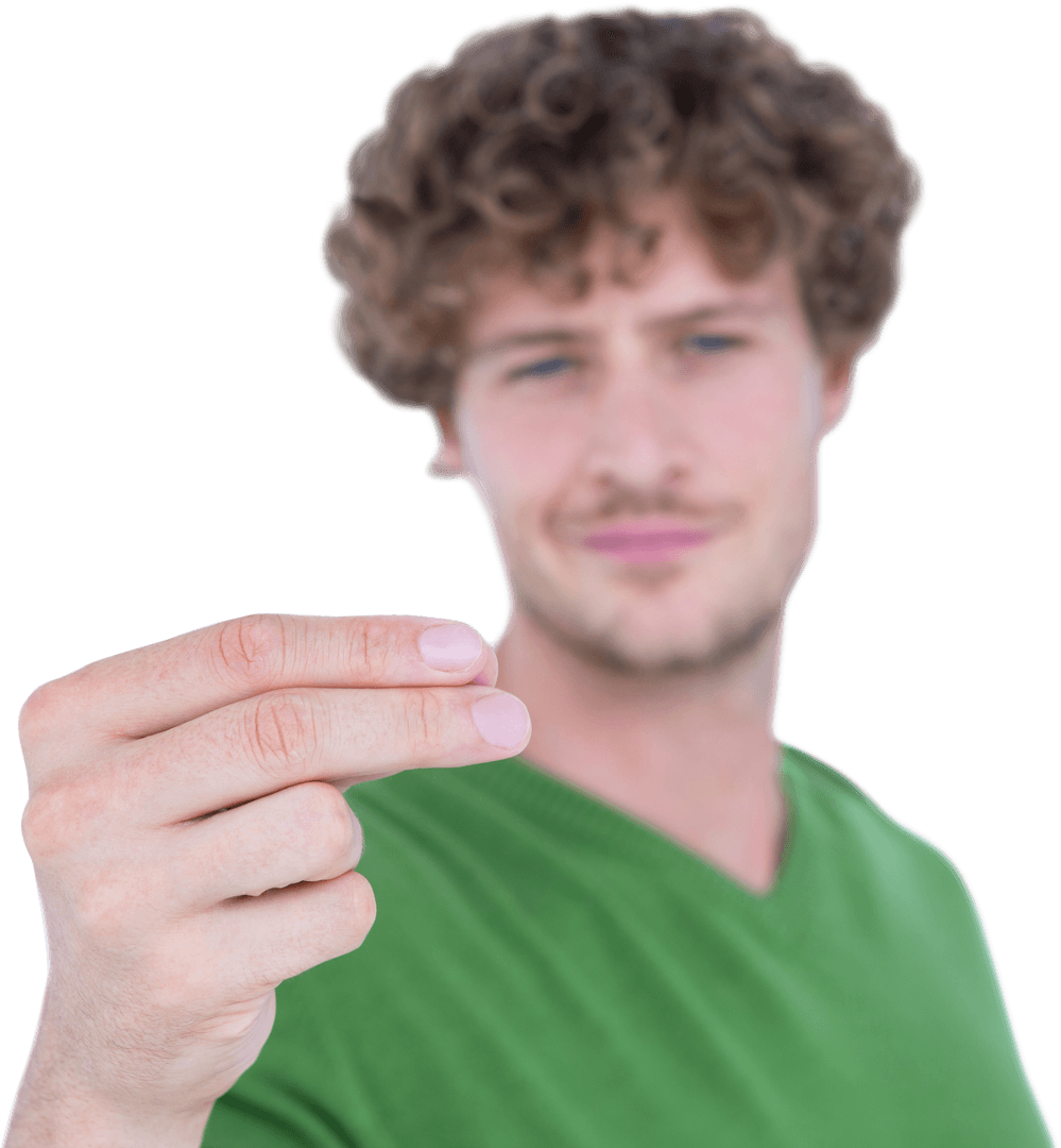 Curly-Haired Man Snapping Fingers Isolated on Transparent Background