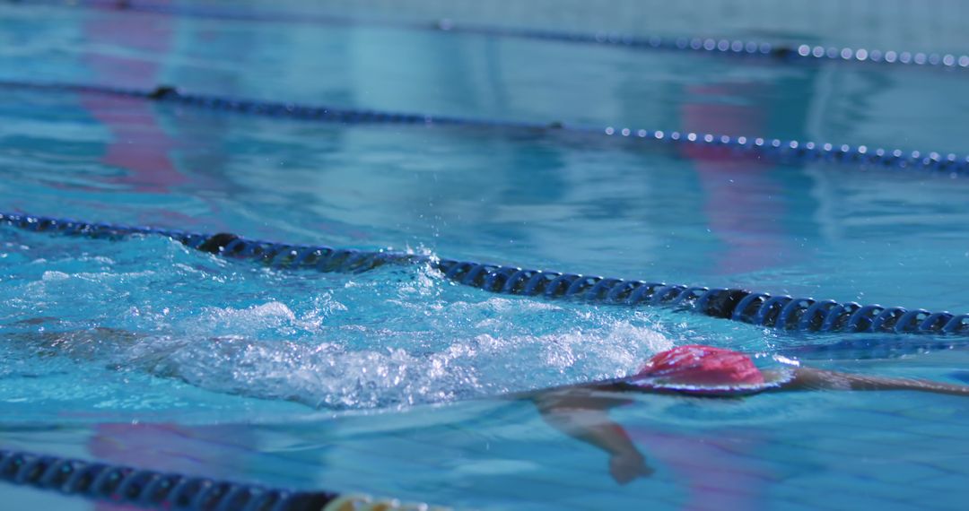 Swimmer in Pool Performing Backstroke - Free Images, Stock Photos and Pictures on Pikwizard.com