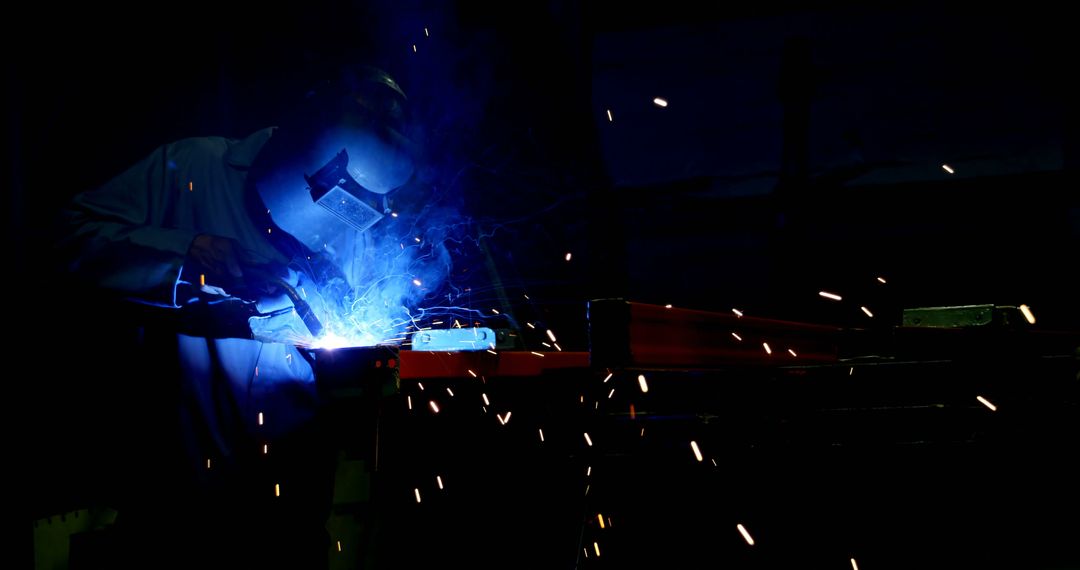 Steel Welder Performing Metallic Work with Welding Torch in Factory - Free Images, Stock Photos and Pictures on Pikwizard.com