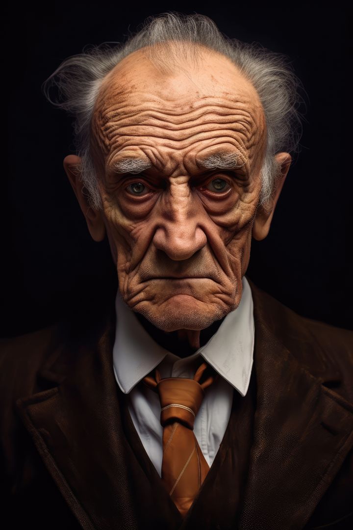 Wrinkled Elderly Man with Intense Gaze and Formal Attire - Free Images, Stock Photos and Pictures on Pikwizard.com