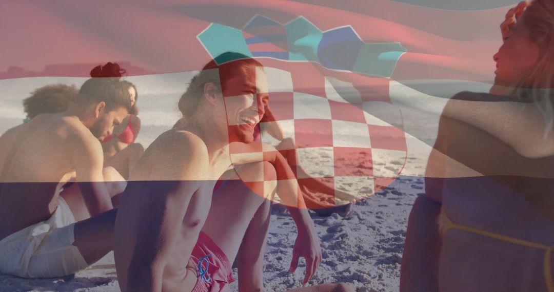 Group of Friends Enjoying a Relaxing Day at Croatian Beach