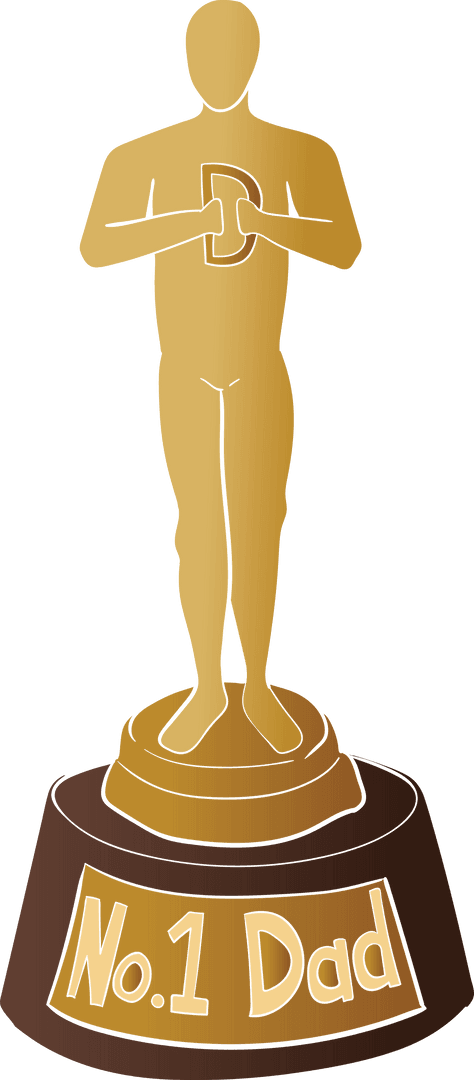 Clip Art of No. 1 Dad Trophy with Gold Silhouette Transparent Background
