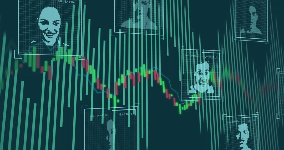 Digital Faces Among Stock Market Data Lines
