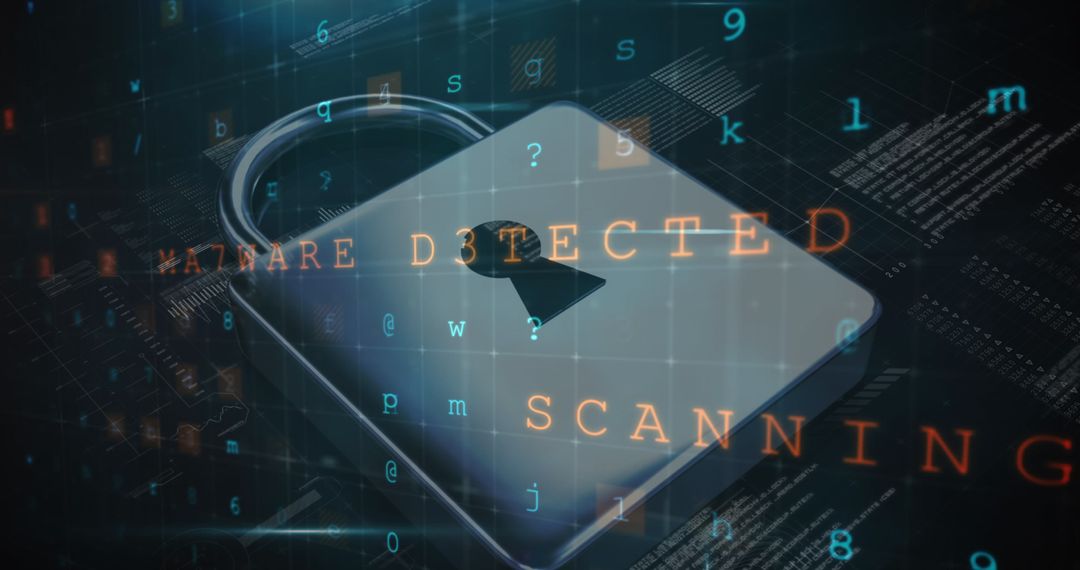 Security Padlock Over Digital Data Demonstrating Cyber Protection