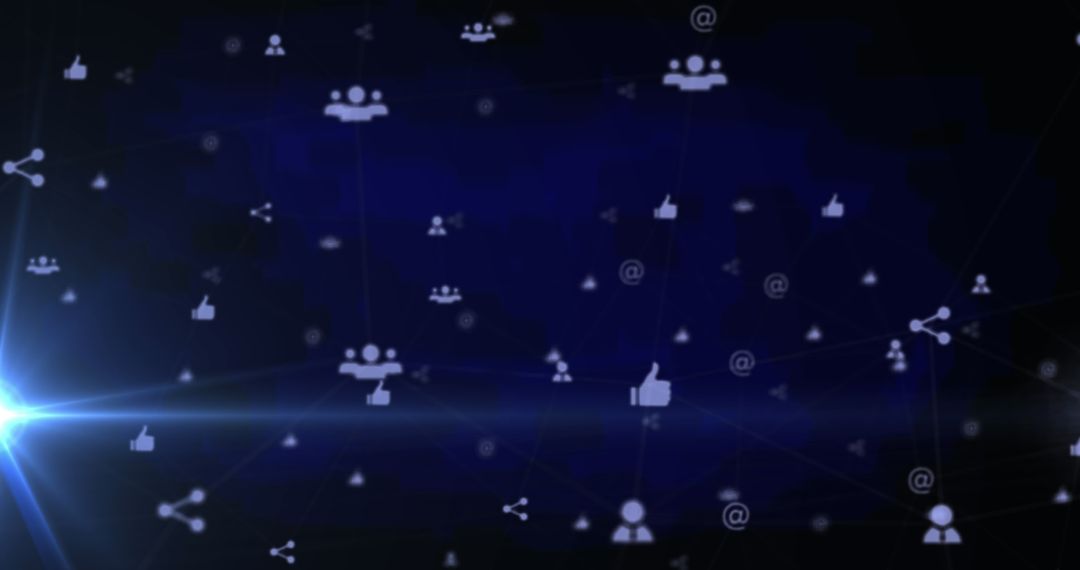 Abstract Digital Network Interface with Social Media Icons
