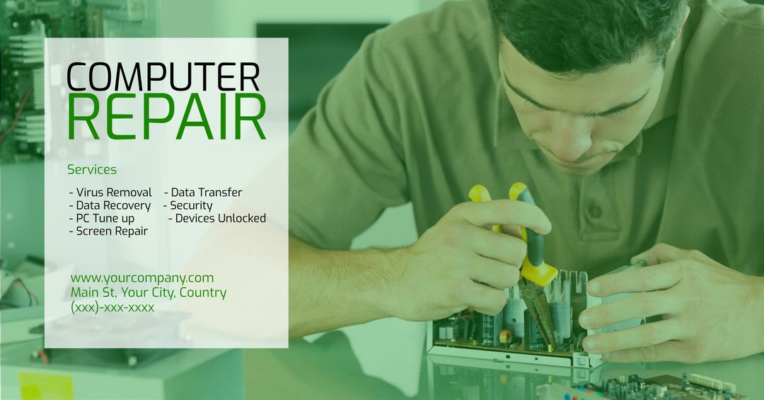 Computer Technician Repairing Motherboard with Precision