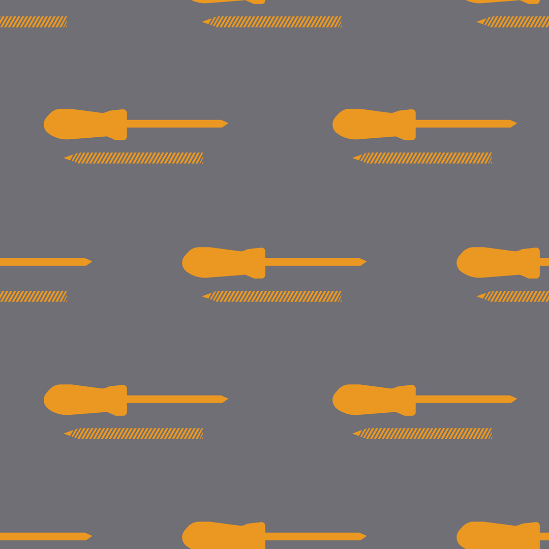 Yellow Screwdrivers and Screws on Transparent Background