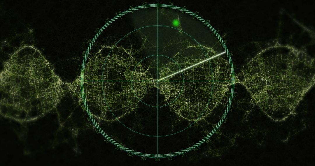 Futuristic Digital Radar Scanning DNA Network with Hexagonal Mesh