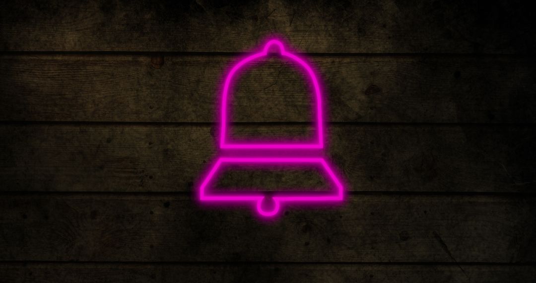 Pink Neon Notification Bell Icon on Dark Rustic Background - Free Images, Stock Photos and Pictures on Pikwizard.com