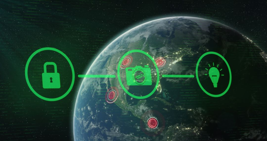 Global Digital Icons Highlighting Network Connections and Innovation