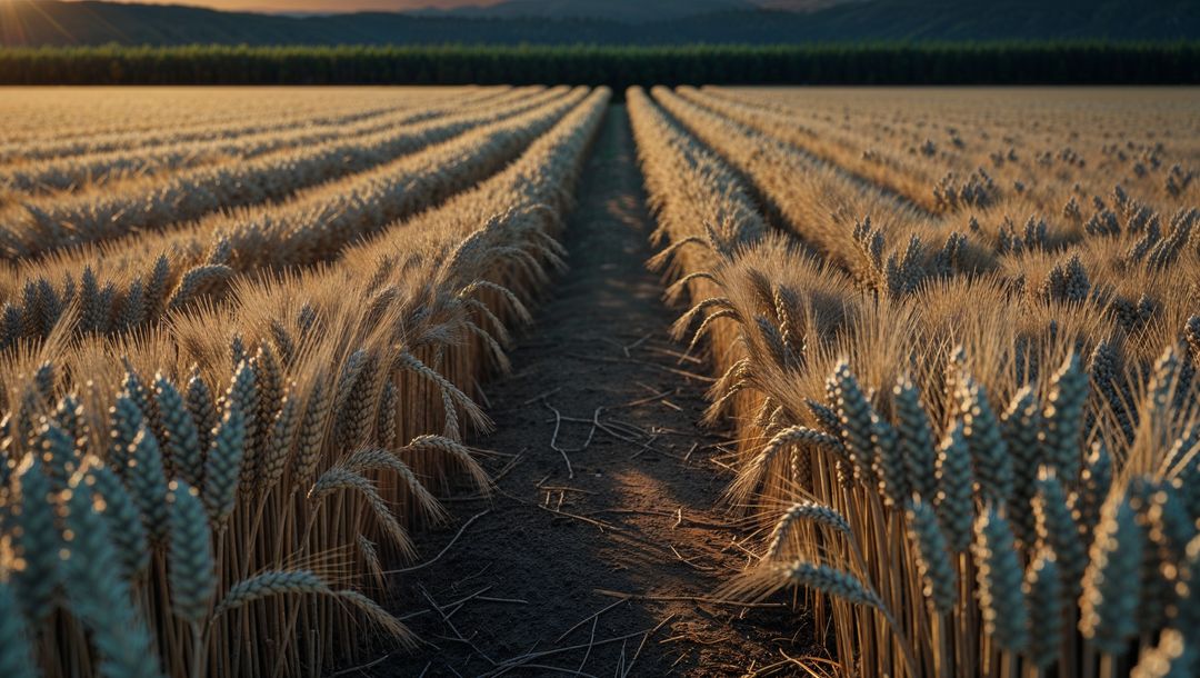 Golden Wheat Field with Narrow Path at Sunrise