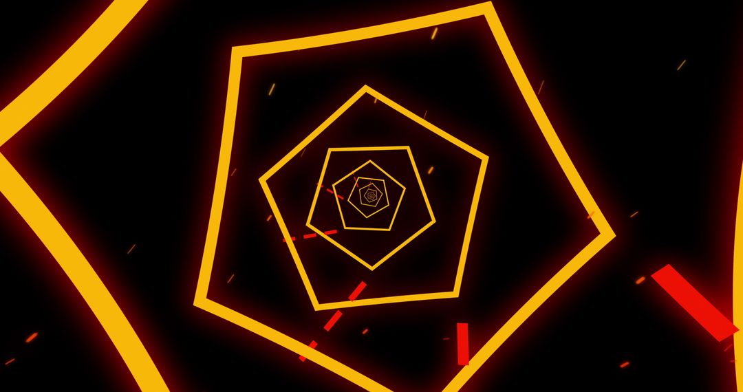 Neon Pentagons with Digitally Animated Light Trails