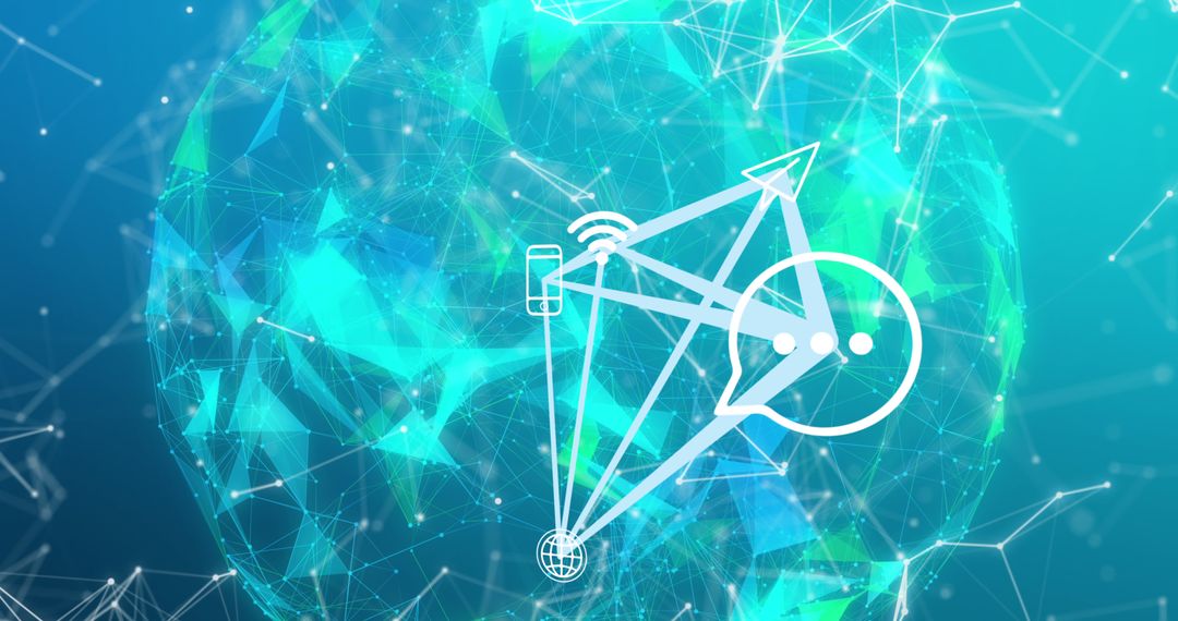 Digital Communication Icons Overlaying Globe with Network