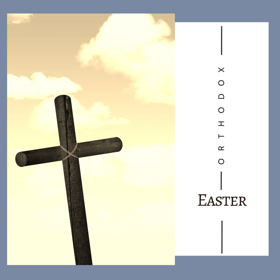 Wooden Cross Against Sky with Orthodox Easter Celebration - Download Free Stock Templates Pikwizard.com