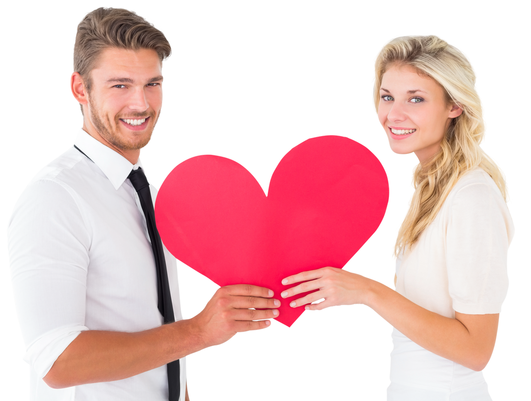 Smiling Couple Holding Red Heart on Transparent Background Love Romance Concept - Download Free Stock Images Pikwizard.com