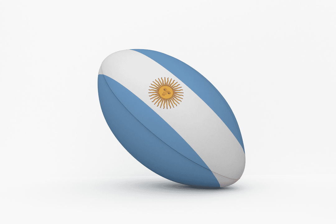 Transparent Rugby Ball with Argentinian Flag Design