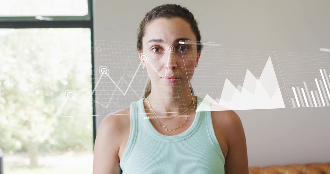 Business Woman Analyzing Digital Financial Data Interface