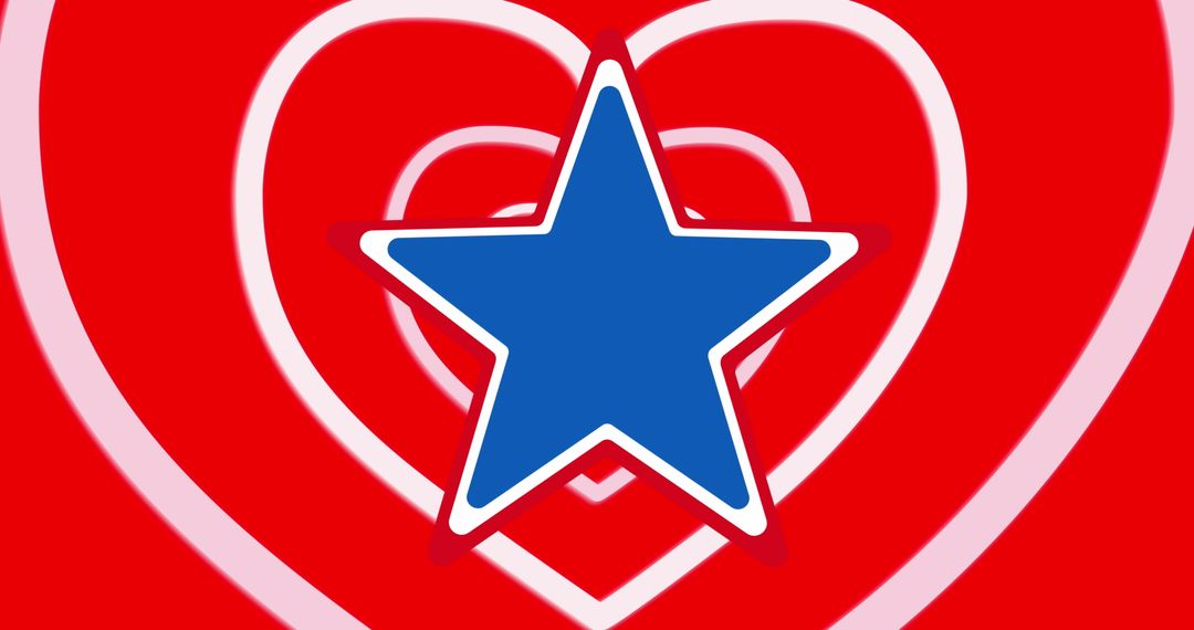 Patriotic Blue Star Overlapping Red Heart Background
