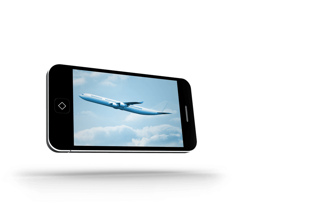 Transparent Smartphone with Airplane Image Suggests Travel Technology