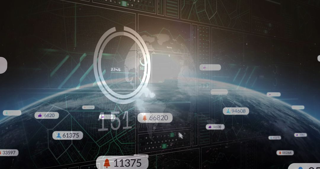 Futuristic Digital Earth Interface with Data Visualization