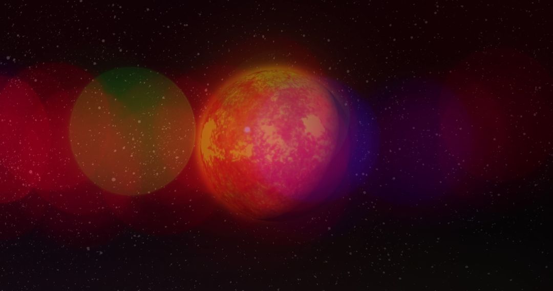 Futuristic Planet with Cosmic Lights in Outer Space