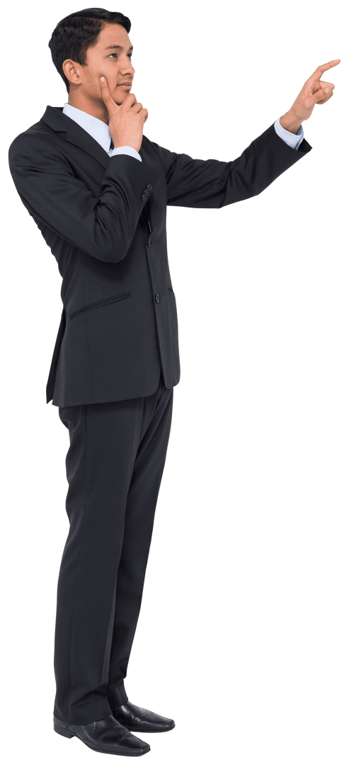 Transparent Background Confident Businessman Pointing