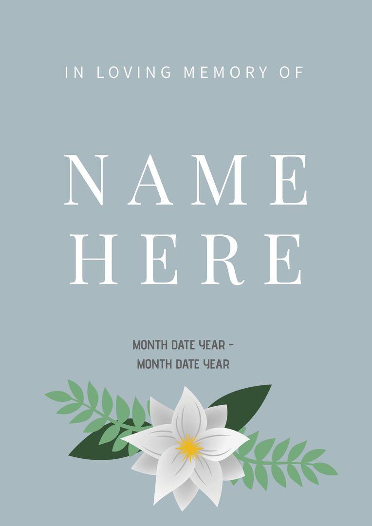Peaceful Memorial Template with Serene Flower Design