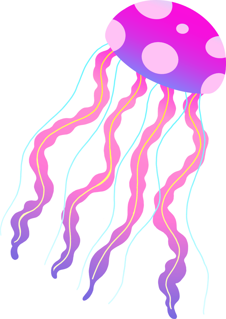 Vibrant Fantasy Jellyfish on Transparent Background