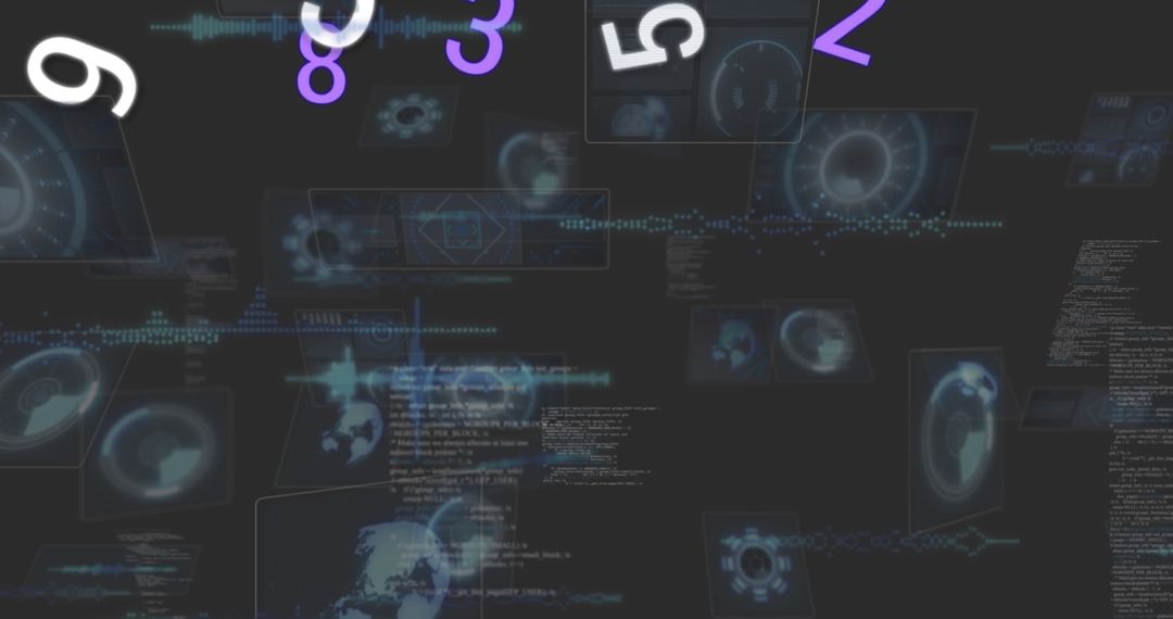 Digital Data Flow and Symbolic Numbers Over Tech Background