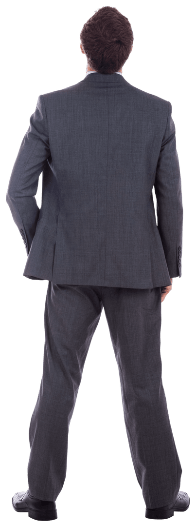 Transparent Confident Businessman in Gray Suit