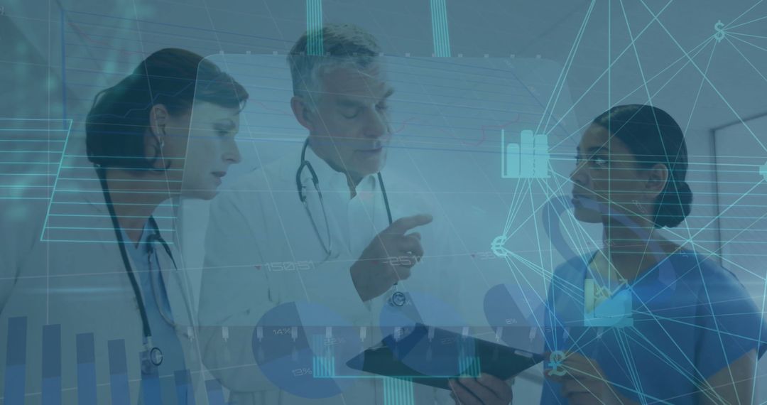 Innovative Healthcare Team with Digital Interface Connections