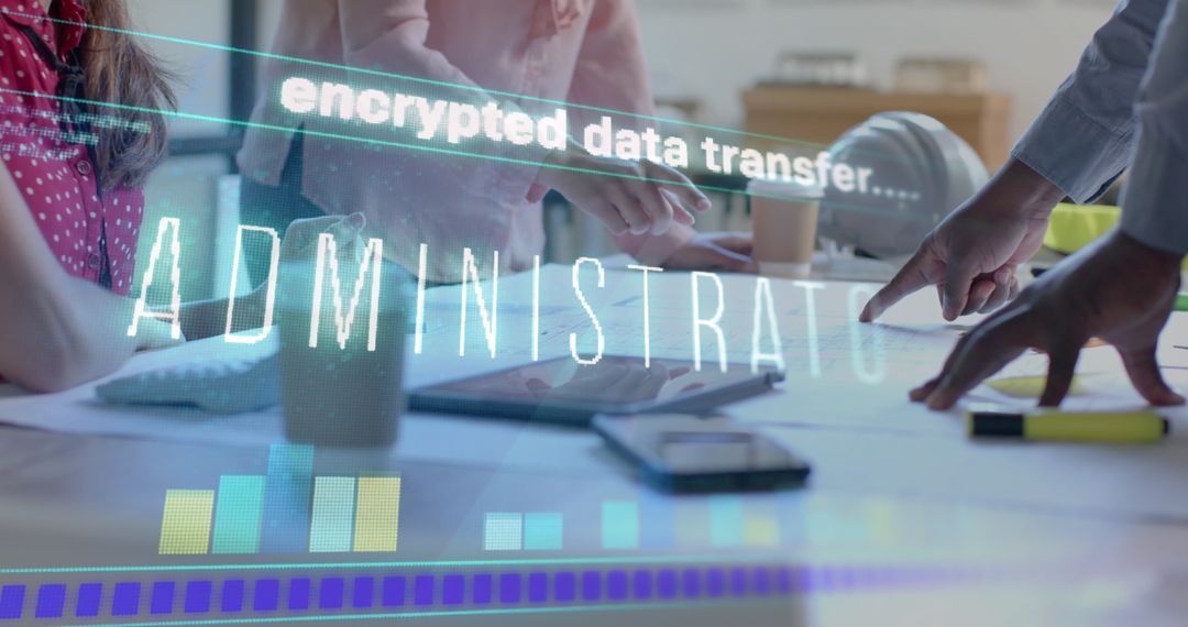 Team Discussing Architecture Plans with Focus on Digital Security