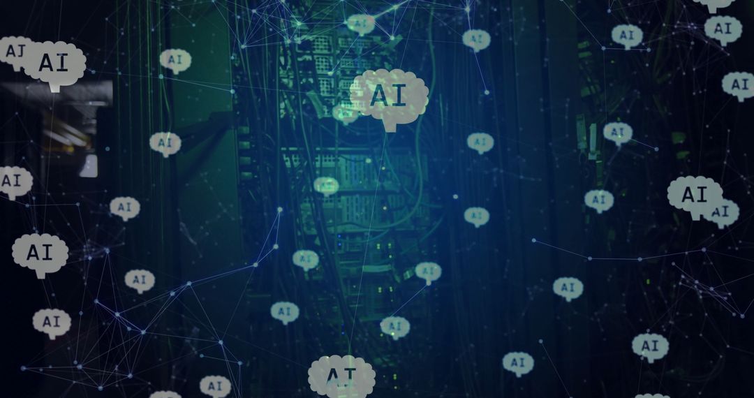 AI Network in a High-Tech Server Room