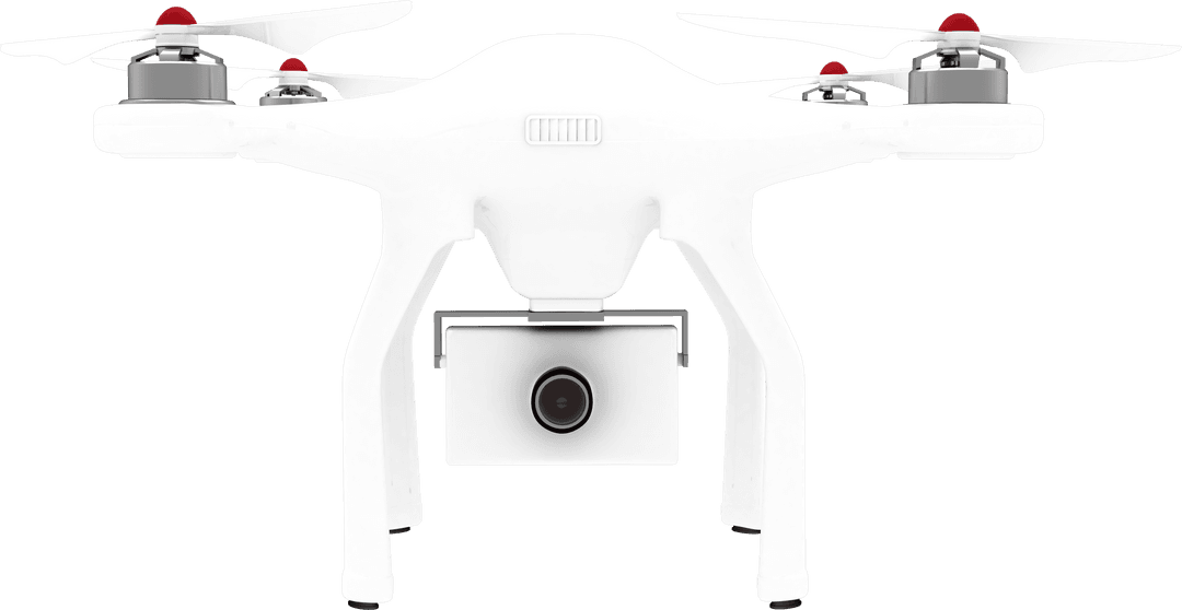 Transparent White Quadcopter Drone with Camera Highlighting Innovation