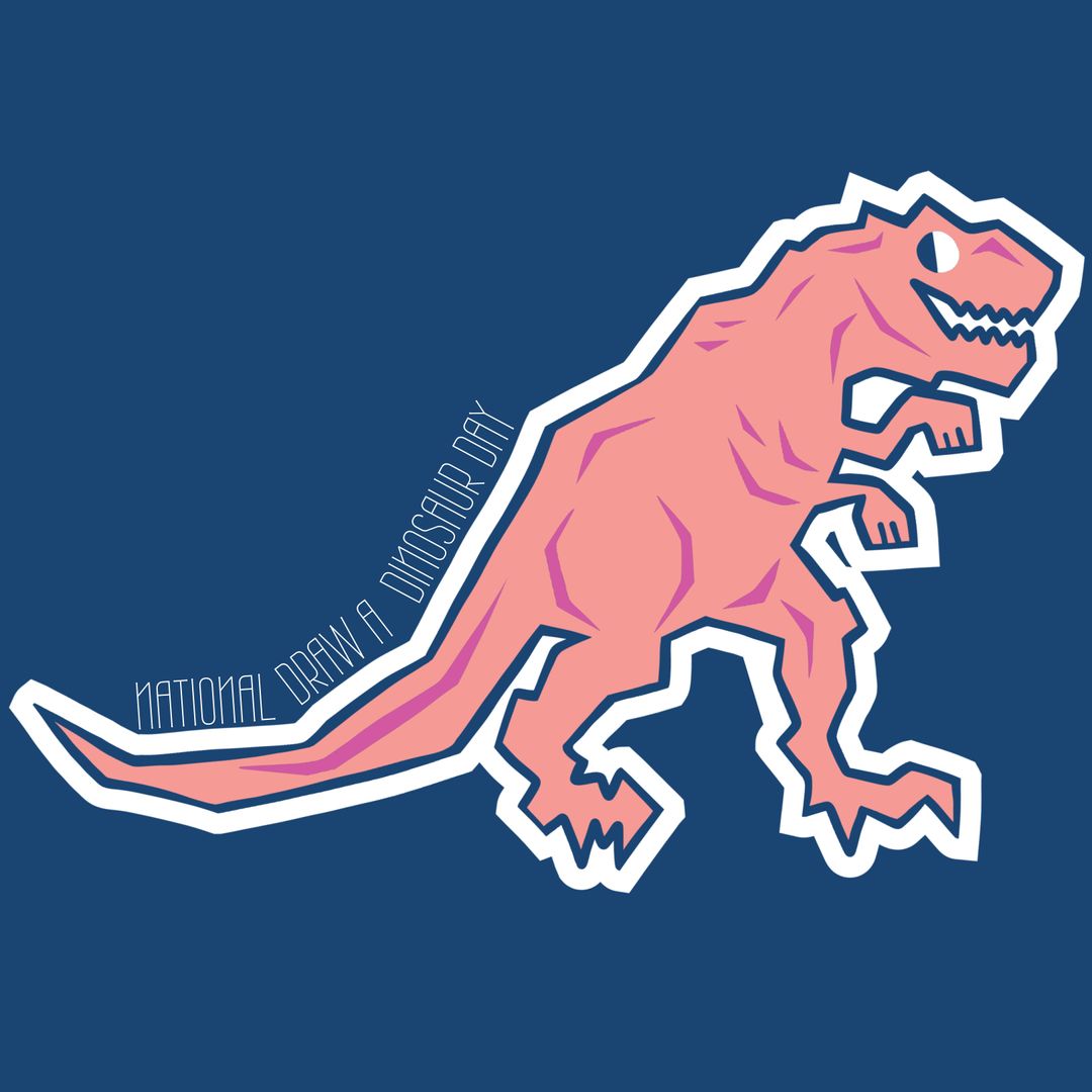 Pink Dinosaur Graphic Celebrating National Draw a Dinosaur Day