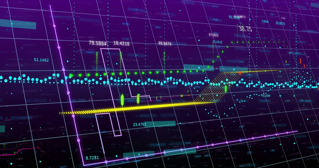 Futuristic Data Analysis Grid with Trend Lines and Markers