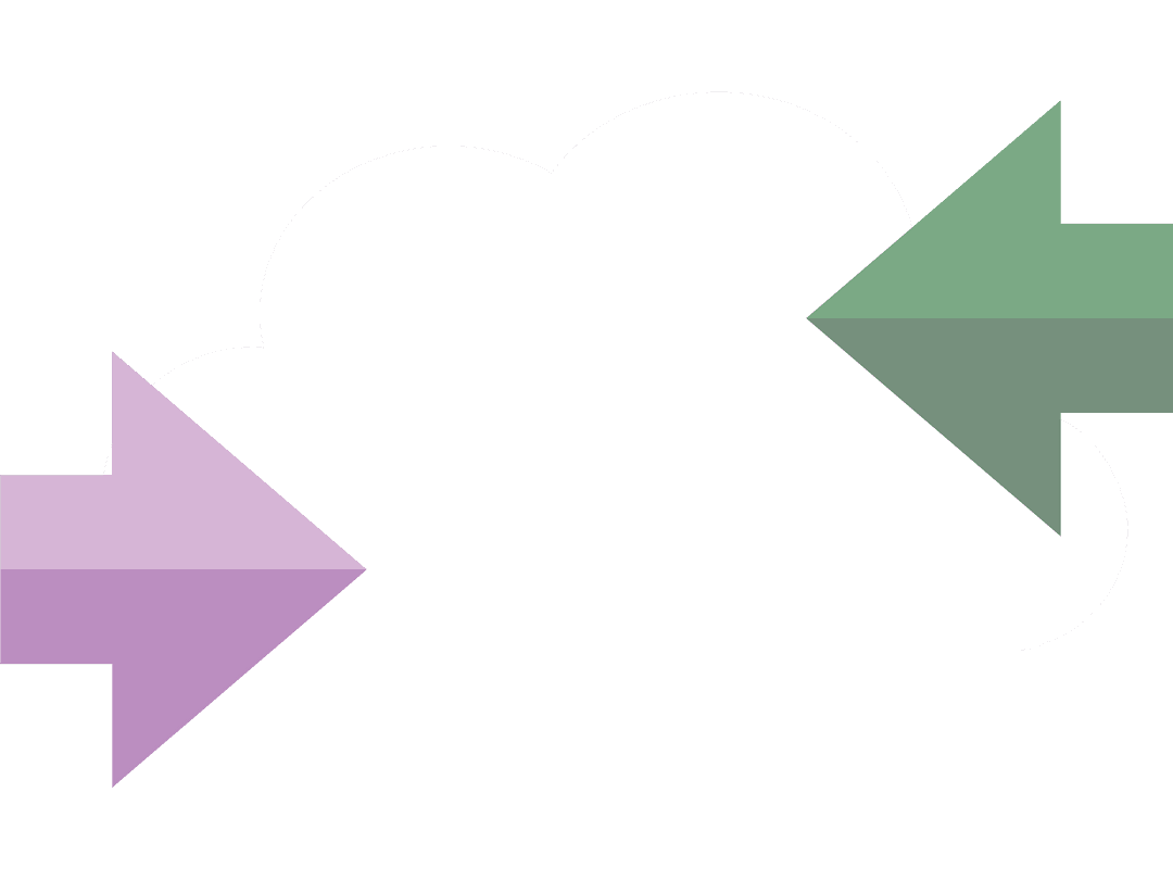 Cloud with Arrows Symbolizing Digital Communication on Transparent Background